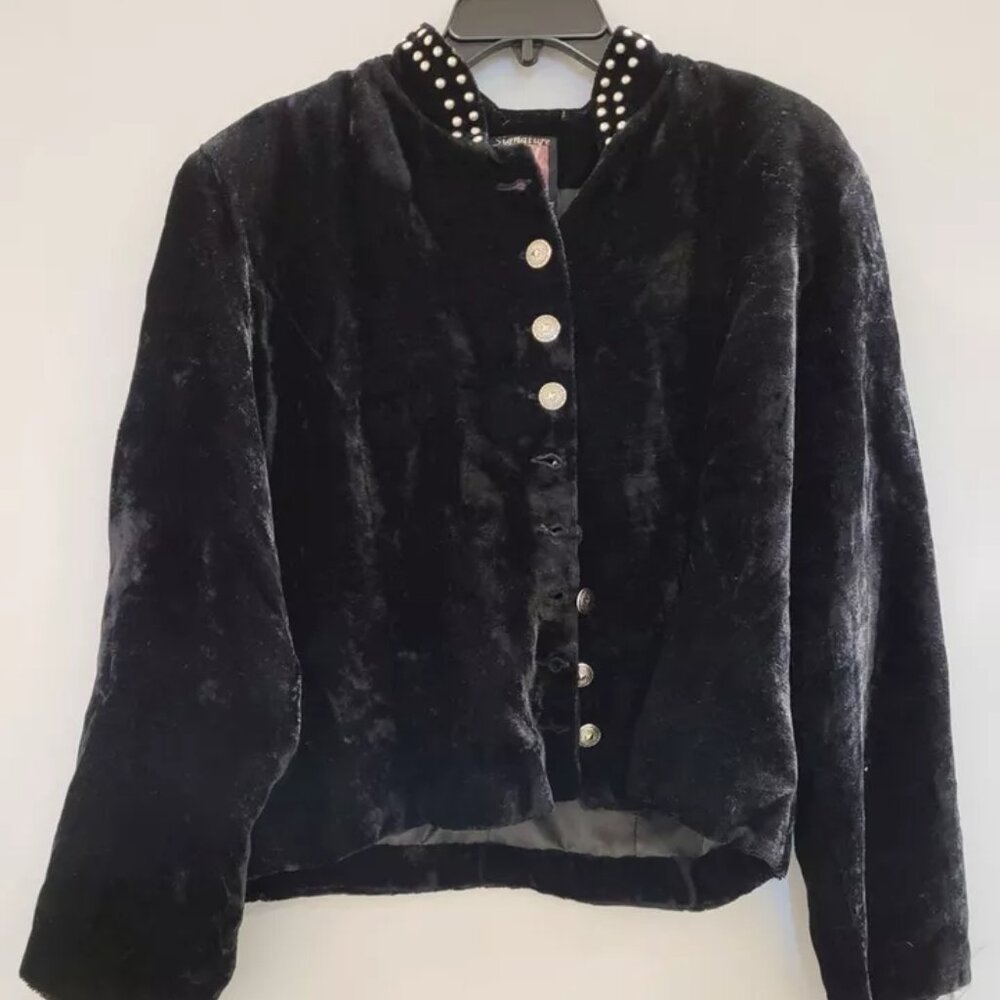 Gordon & James Designer Vintage Y2k Studded Jacket Coat Velour Fur Sz XL